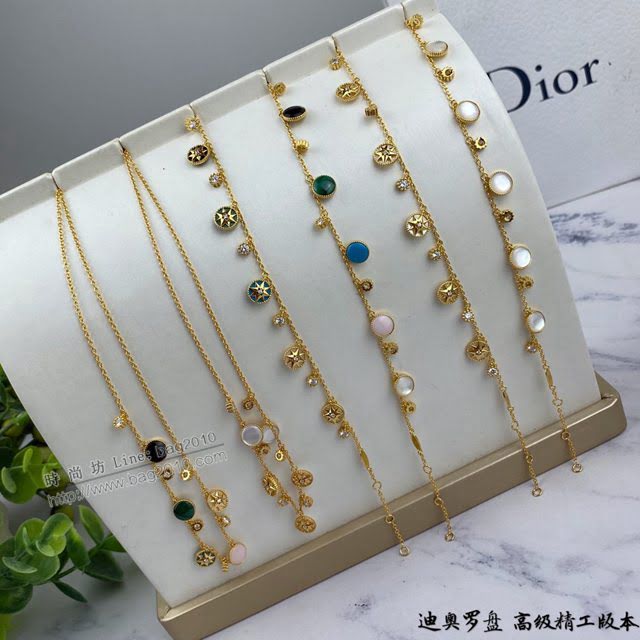 Dior飾品 迪奧經典熱銷款雜色羅盤手鏈雙面925銀 迪奧Dior八芒星手鏈  zgd1405